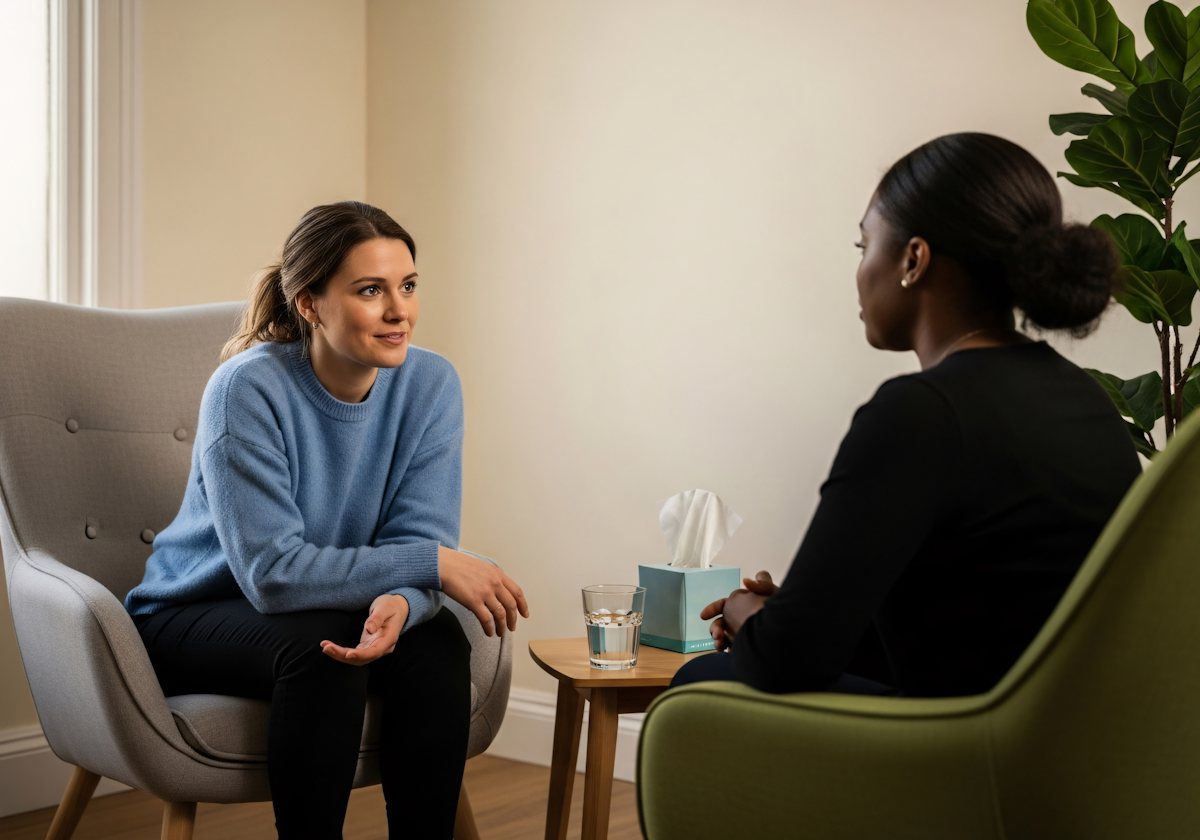 Counsellor and client in conversation